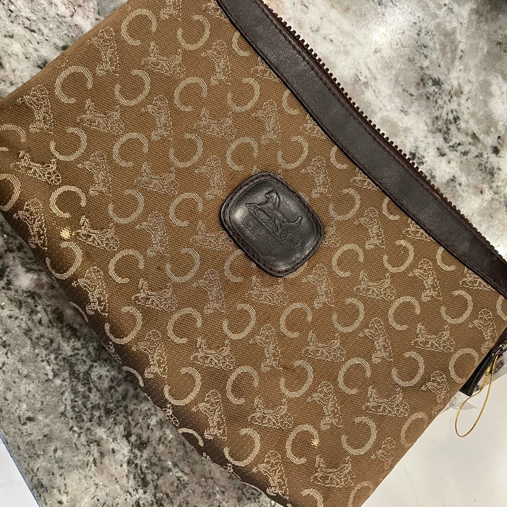 CELINE Paris C Horse Carriage Vintage Clutch Bag